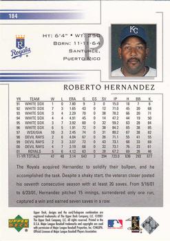 2002 Upper Deck #184 Roberto Hernandez Back