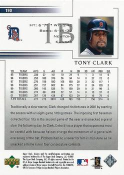 2002 Upper Deck #190 Tony Clark Back