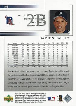 2002 Upper Deck #196 Damion Easley Back