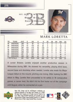 2002 Upper Deck #275 Mark Loretta Back