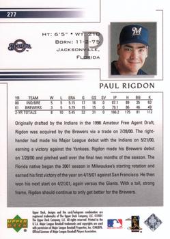 2002 Upper Deck #277 Paul Rigdon Back