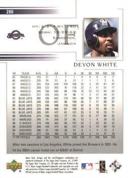 2002 Upper Deck #280 Devon White Back