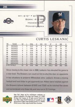 2002 Upper Deck #285 Curtis Leskanic Back