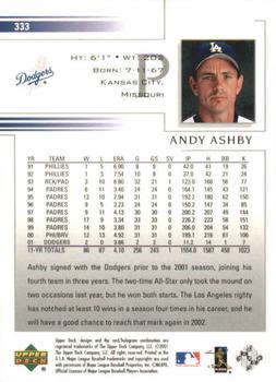 2002 Upper Deck #333 Andy Ashby Back