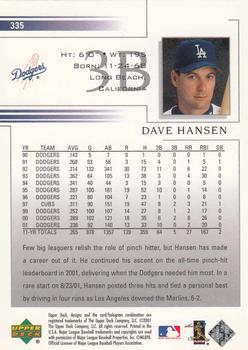 2002 Upper Deck #335 Dave Hansen Back