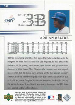 2002 Upper Deck #340 Adrian Beltre Back
