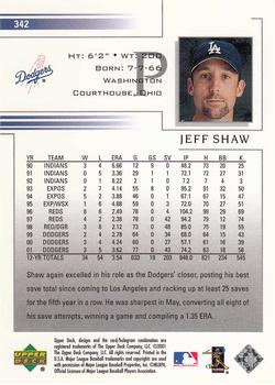 2002 Upper Deck #342 Jeff Shaw Back