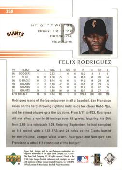 2002 Upper Deck #359 Felix Rodriguez Back