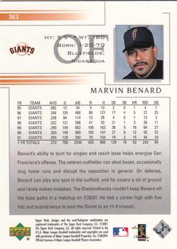 2002 Upper Deck #363 Marvin Benard Back