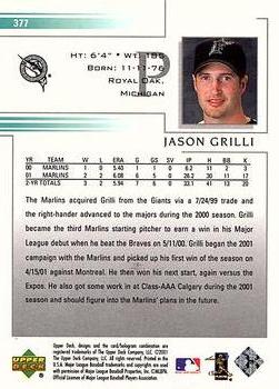 2002 Upper Deck #377 Jason Grilli Back