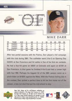 2002 Upper Deck #405 Mike Darr Back