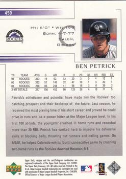 2002 Upper Deck #450 Ben Petrick Back