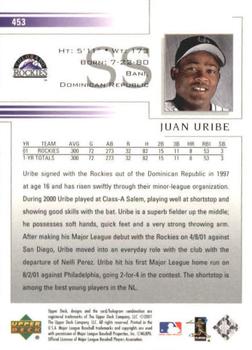 2002 Upper Deck #453 Juan Uribe Back