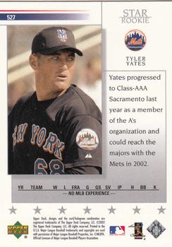 2002 Upper Deck #527 Tyler Yates Back
