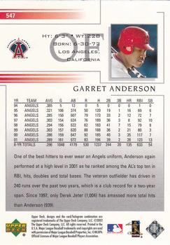 2002 Upper Deck #547 Garret Anderson Back