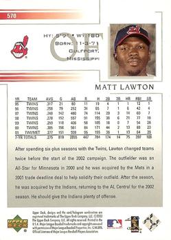 2002 Upper Deck #570 Matt Lawton Back