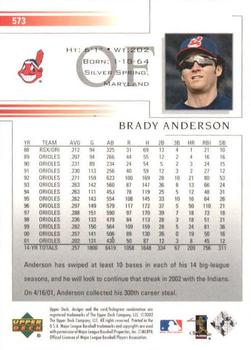 2002 Upper Deck #573 Brady Anderson Back