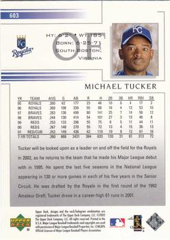 2002 Upper Deck #603 Michael Tucker Back