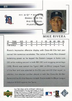 2002 Upper Deck #611 Mike Rivera Back
