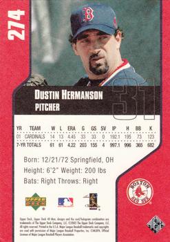 2002 Upper Deck 40-Man #274 Dustin Hermanson Back