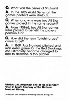 1990 Interpretive Marketing Baseball Wit - Unnumbered #NNO Cal Hubbard Back