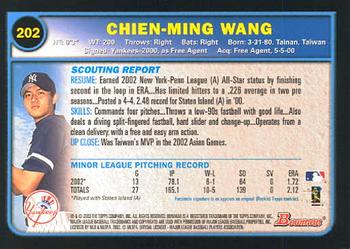 2003 Bowman #202 Chien-Ming Wang Back