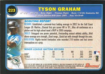 2003 Bowman #223 Tyson Graham Back