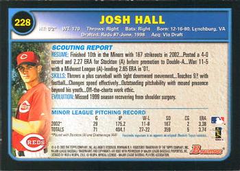 2003 Bowman #228 Josh Hall Back