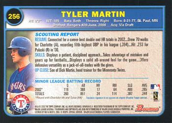 2003 Bowman #256 Tyler Martin Back