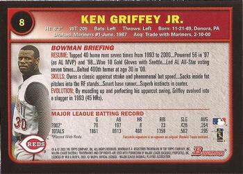 2003 Bowman #8 Ken Griffey Jr. Back