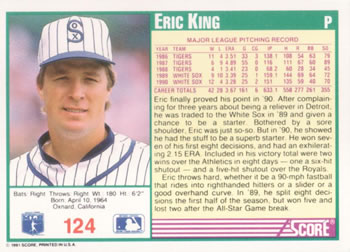 1991 Score #124 Eric King Back