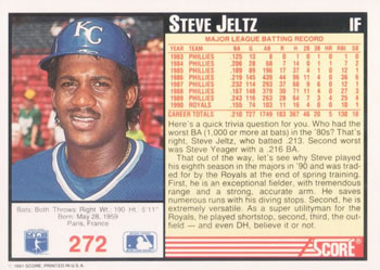1991 Score #272 Steve Jeltz Back