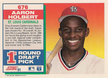 1991 Score #676 Aaron Holbert Back