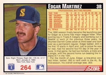 1991 Score #264 Edgar Martinez Back