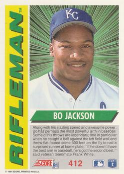 1991 Score #412 Bo Jackson Back