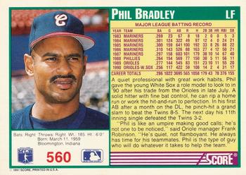 1991 Score #560 Phil Bradley Back