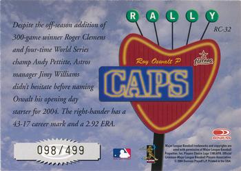 2004 Donruss Studio - Rally Caps Gold #RC-32 Roy Oswalt Back