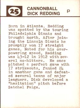 1974 Laughlin Old-Time Black Stars #25 Cannonball Dick Redding Back