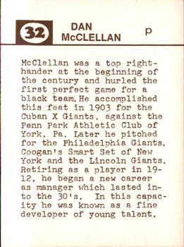 1974 Laughlin Old-Time Black Stars #32 Dan McClellan Back