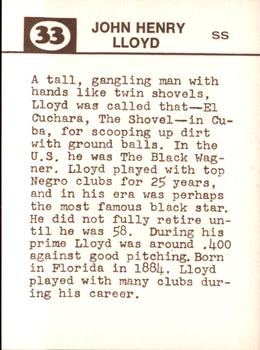 1974 Laughlin Old-Time Black Stars #33 John Henry Lloyd Back