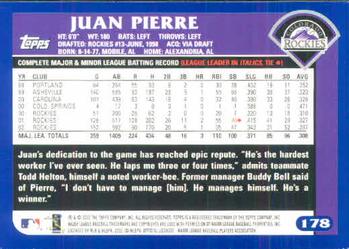 2003 Topps #178 Juan Pierre Back