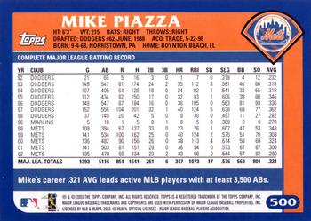 2003 Topps #500 Mike Piazza Back