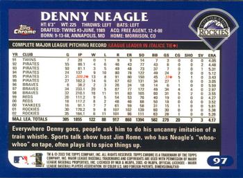 2003 Topps Chrome #97 Denny Neagle Back