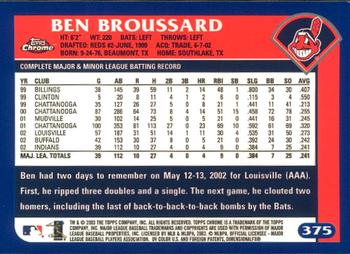 2003 Topps Chrome #375 Ben Broussard Back