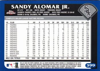 2003 Topps Chrome #399 Sandy Alomar Jr. Back