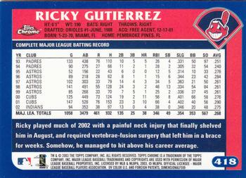2003 Topps Chrome #418 Ricky Gutierrez Back