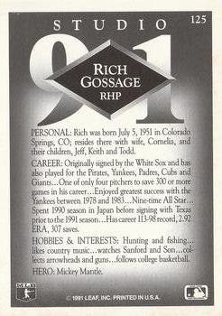 1991 Studio #125 Rich Gossage Back