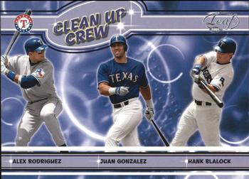 2004 Leaf - Clean Up Crew #CC-4 Alex Rodriguez / Juan Gonzalez / Hank Blalock Front