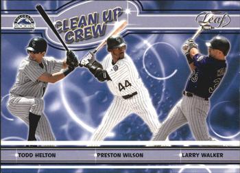 2004 Leaf - Clean Up Crew #CC-9 Todd Helton / Preston Wilson / Larry Walker Front