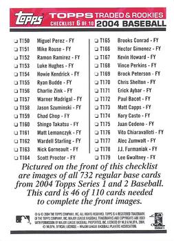 2004 Topps Traded & Rookies - Checklists Puzzle Red Backs #46 Checklist 6 of 10 Back